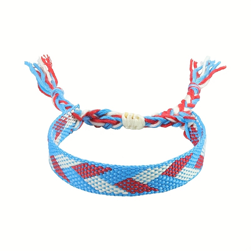 Colorful Rhombus Braided Bracelet with Elastic Closure Unisex Jewelry